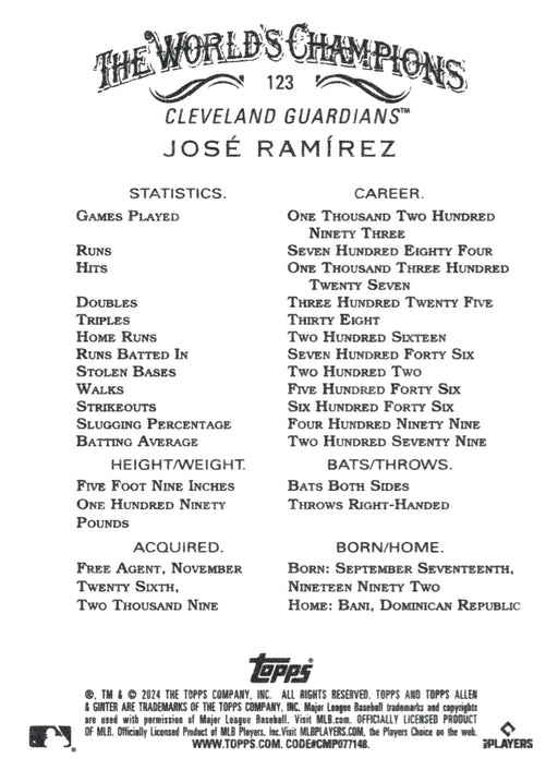 2024 Topps Allen & Ginter #123 José Ramírez