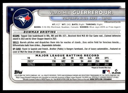 2024 Bowman Chrome #30 Vladimir Guerrero Jr.