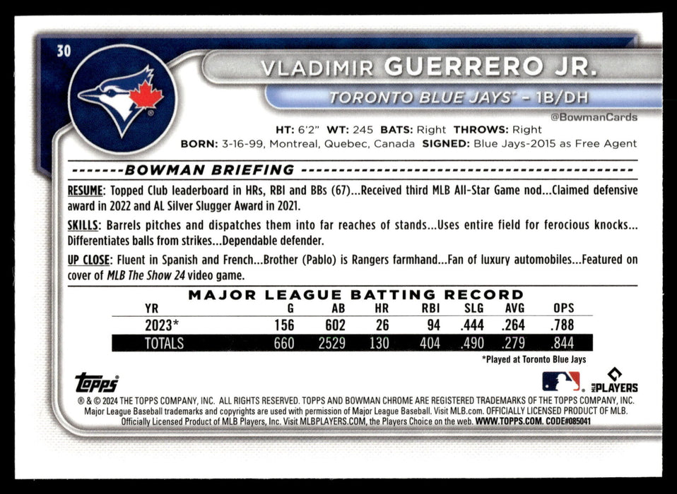 2024 Bowman Chrome #30 Vladimir Guerrero Jr.