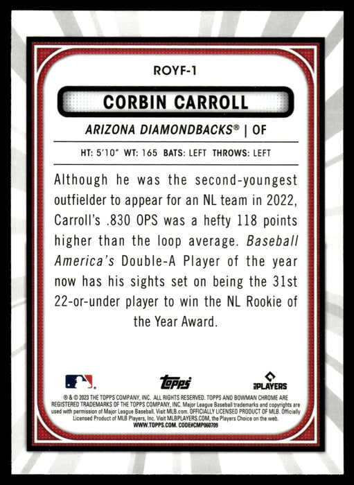 2023 Bowman #ROYF-1 Corbin Carroll Rookie of the Year Favorites