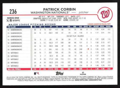 2024 Topps #236 Patrick Corbin