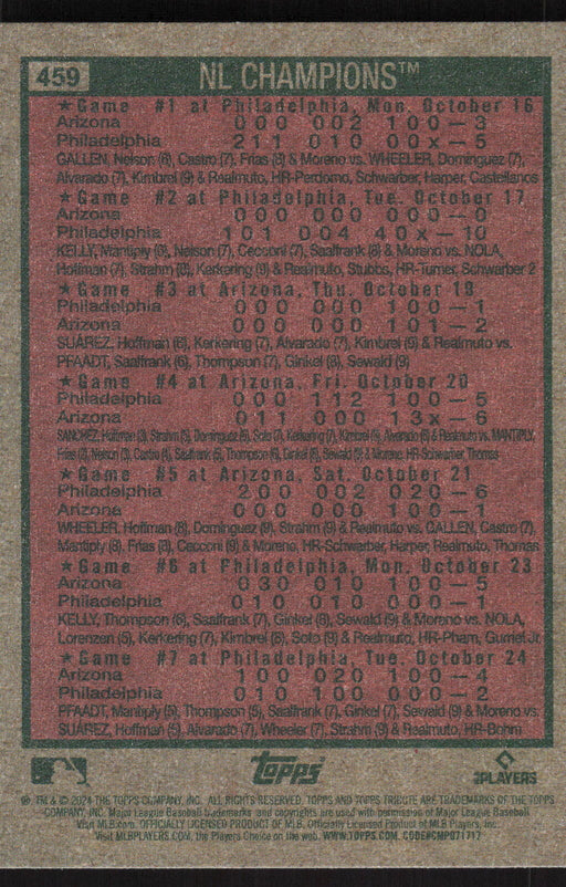 2024 Topps Heritage #459 NL Champions