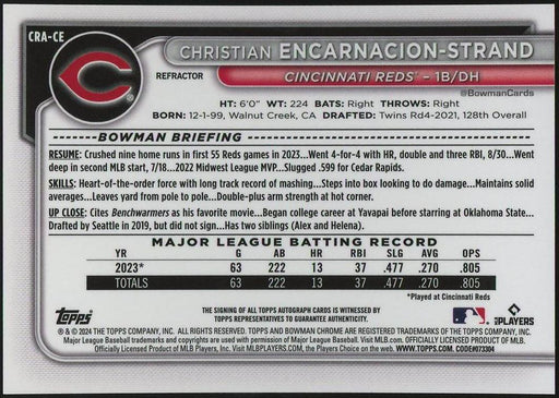2024 Bowman #CRA-CE Christian Encarnacion-Strand Refractor /499