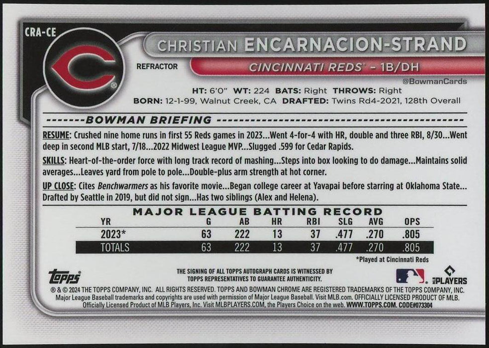 2024 Bowman #CRA-CE Christian Encarnacion-Strand Refractor /499