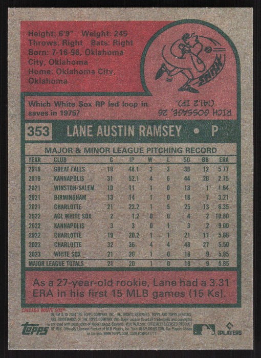 2024 Topps Heritage #353 Lane Ramsey Base