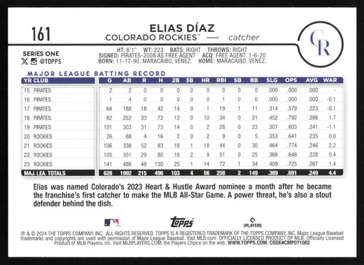 2024 Topps #161 Elias Díaz