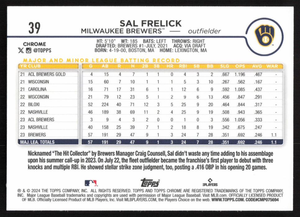 2024 Topps Chrome #39 Sal Frelick