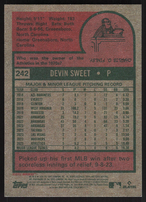 2024 Topps Heritage #242 Devin Sweet Base