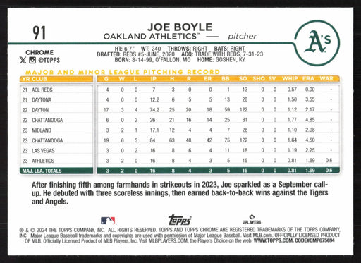 2024 Topps Chrome #91 Joe Boyle