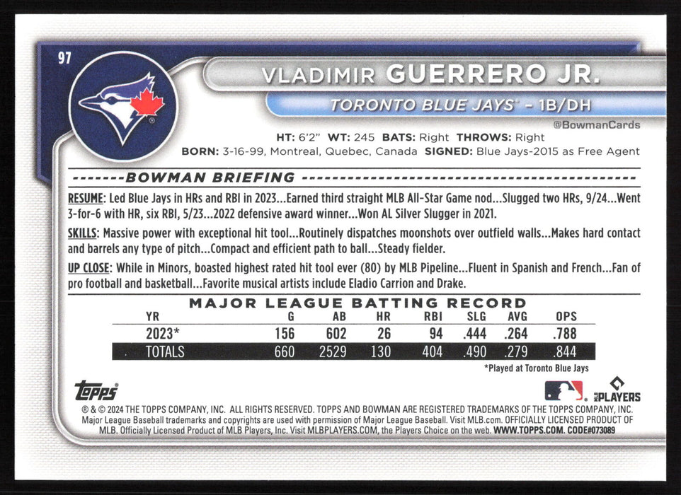 2024 Bowman #97 Vladimir Guerrero Jr.