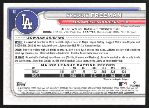 2024 Bowman #43 Freddie Freeman