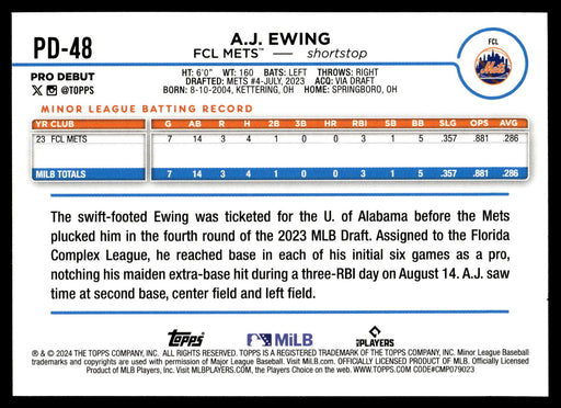 2024 Topps Pro Debut #PD-48 A.J. Ewing