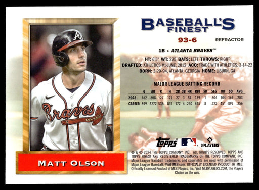 2024 Topps Finest #93-6 Matt Olson What If... 1993 Finest Prototype