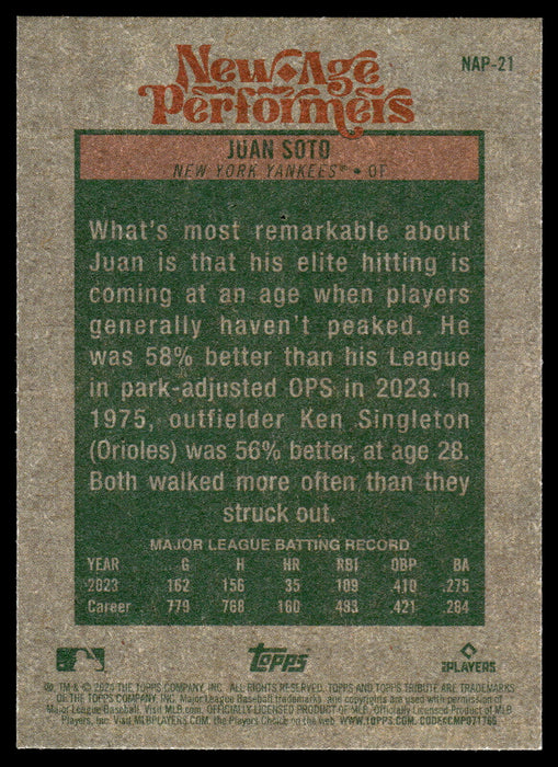 2024 Topps Heritage #NAP-21 Juan Soto New Age Performers