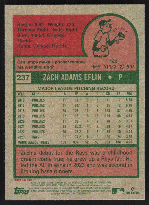 2024 Topps Heritage #237 Zach Eflin