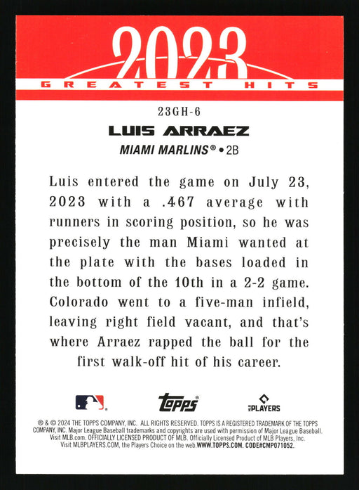 2024 Topps #23GH-6 Luis Arraez 2023 Greatest Hits