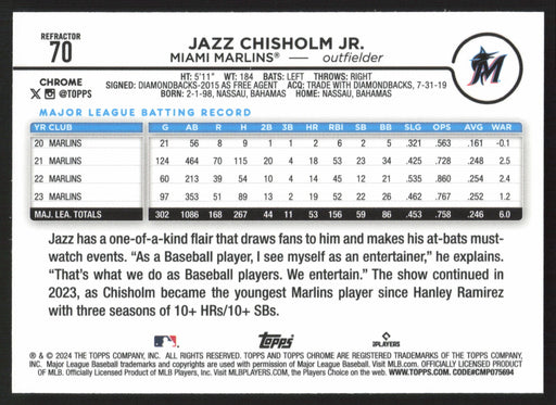 2024 Topps Chrome #70 Jazz Chisholm Jr. Refractor
