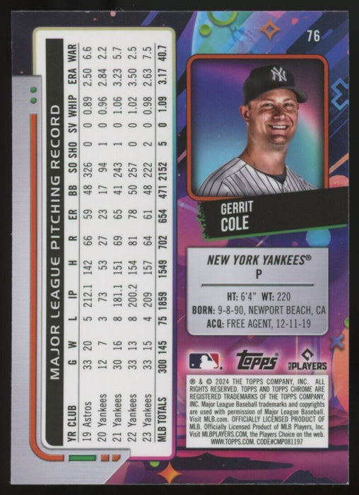 2024 Topps Cosmic Chrome Nucleus Refractor #76 Gerrit Cole