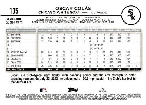2024 Topps #105 Oscar Colás Yellow