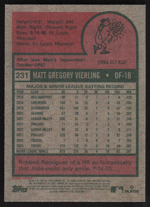 2024 Topps Heritage #231 Matt Vierling Base