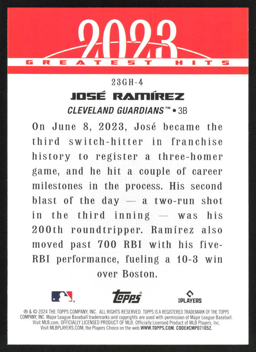 2024 Topps #23GH-4 José Ramírez 2023 Greatest Hits