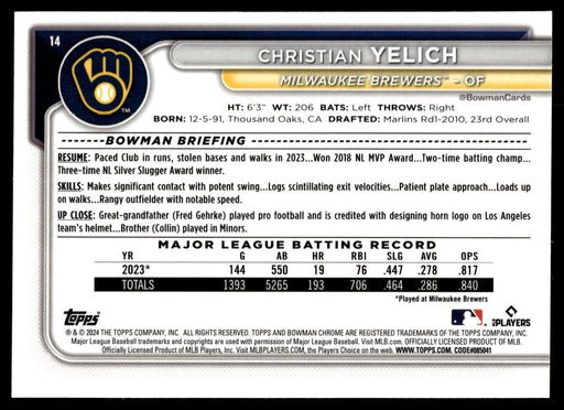 2024 Bowman Chrome #14 Christian Yelich