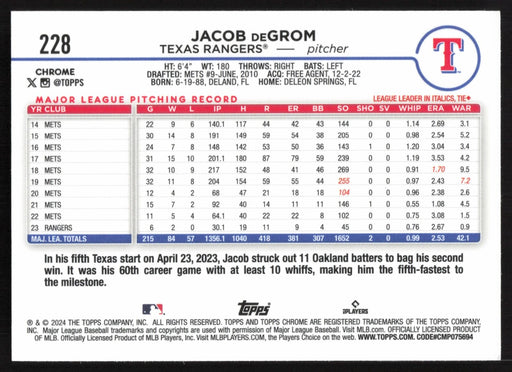 2024 Topps Chrome #228 Jacob deGrom