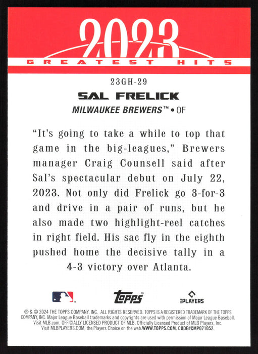 2024 Topps #23GH-29 Sal Frelick 2023 Greatest Hits