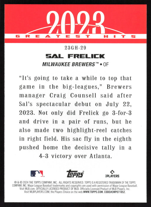 2024 Topps #23GH-29 Sal Frelick 2023 Greatest Hits