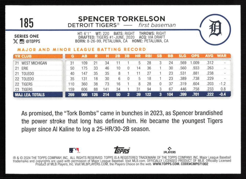 2024 Topps #185 Spencer Torkelson