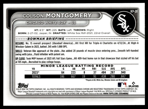 2024 Bowman Chrome #BCP-231 Colson Montgomery Prospects