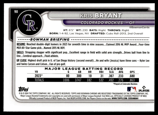 2024 Bowman Chrome #90 Kris Bryant