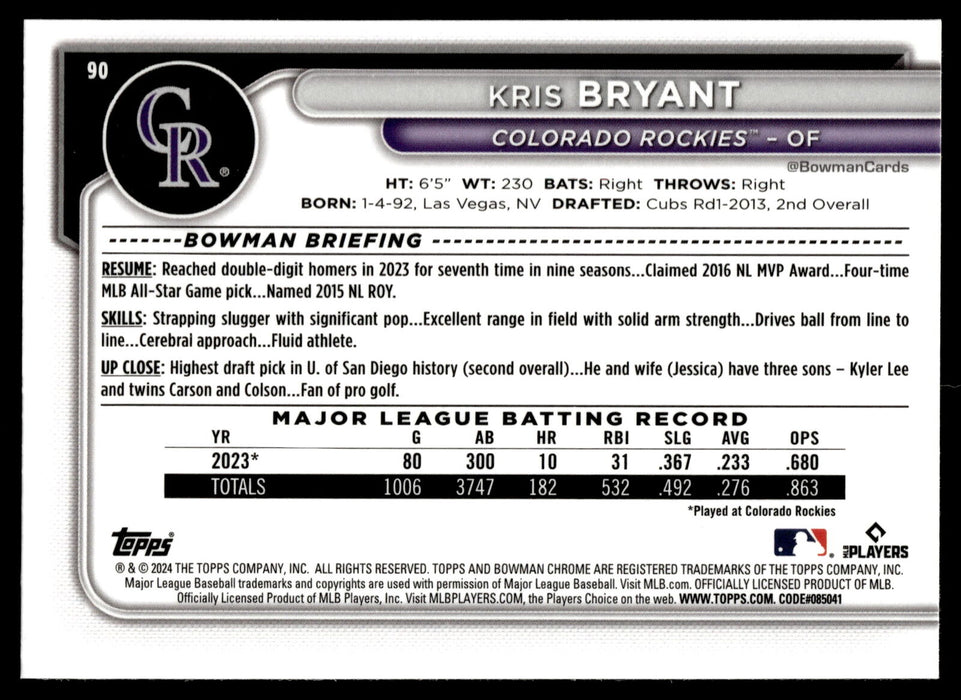 2024 Bowman Chrome #90 Kris Bryant