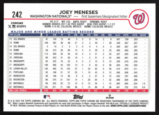 2024 Topps Chrome #242 Joey Meneses