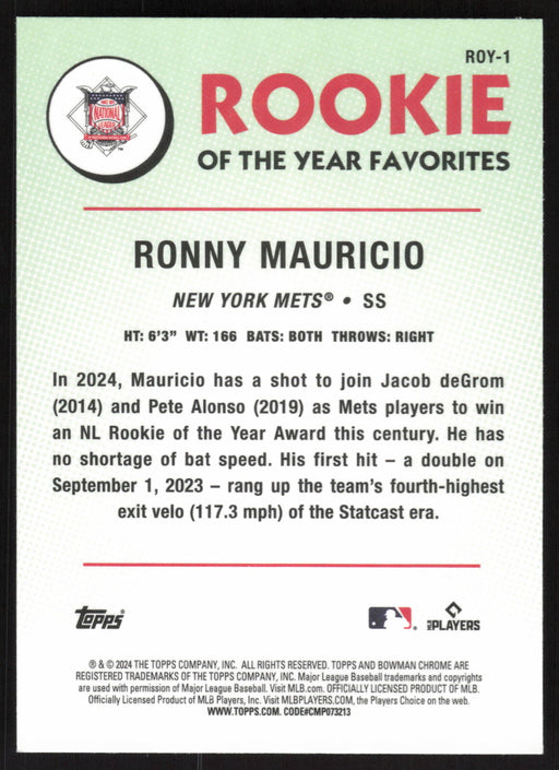2024 Bowman #ROY-1 Ronny Mauricio Rookie of the Year Favorites