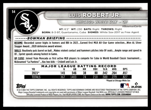 2024 Bowman Chrome #54 Luis Robert Jr.