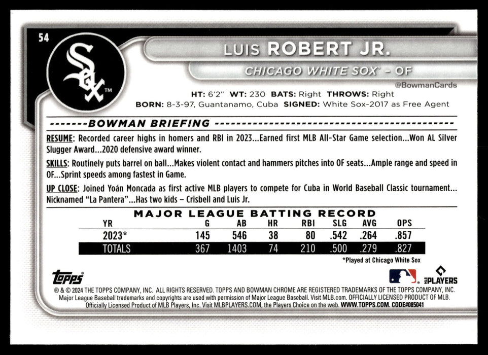 2024 Bowman Chrome #54 Luis Robert Jr.