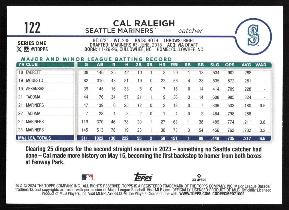 2024 Topps #122 Cal Raleigh