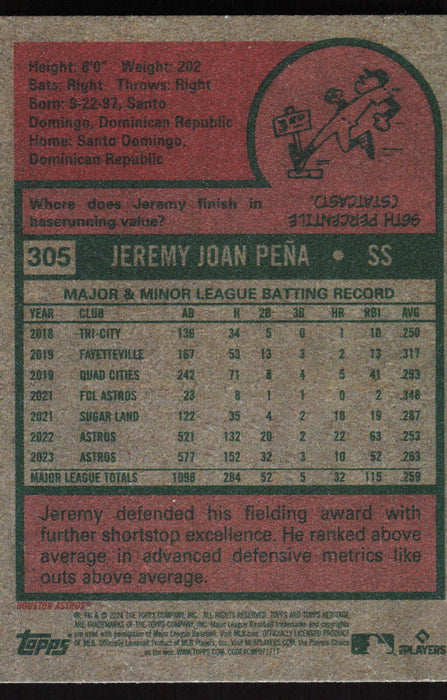 2024 Topps Heritage #305 Jeremy Peña Base