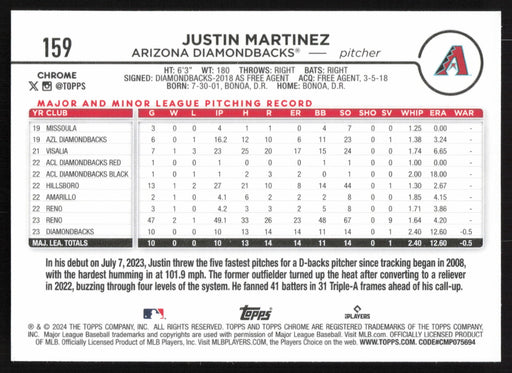 2024 Topps Chrome #159 Justin Martinez