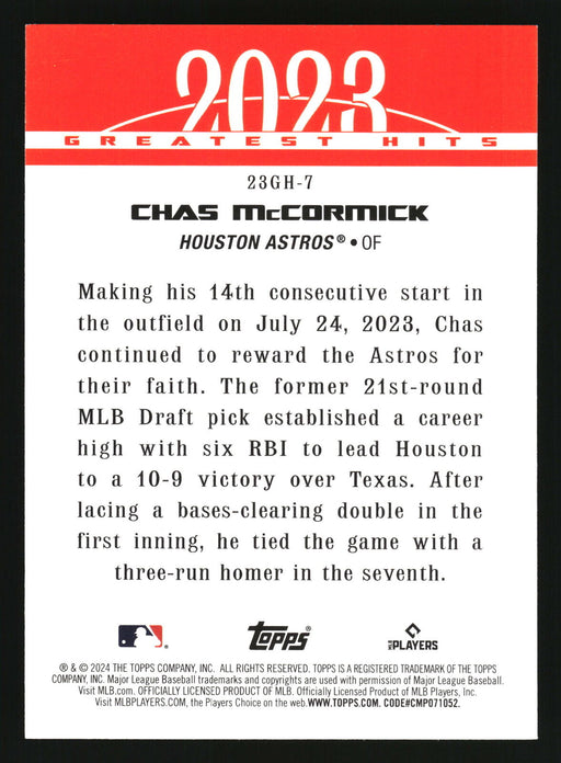 2024 Topps #23GH-7 Chas McCormick 2023 Greatest Hits