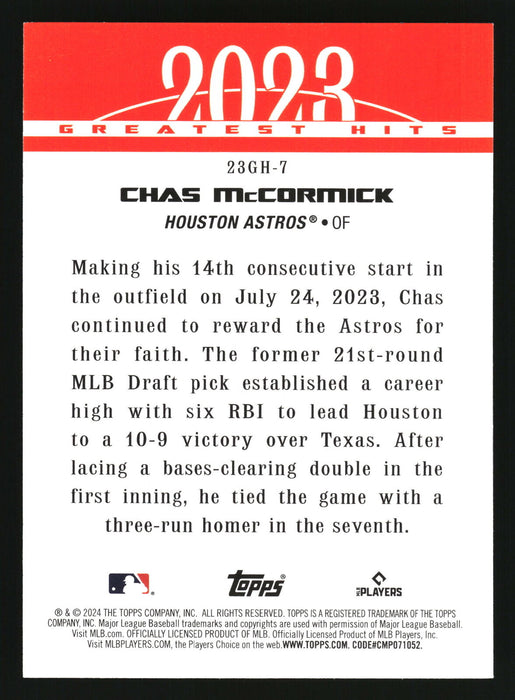 2024 Topps #23GH-7 Chas McCormick 2023 Greatest Hits