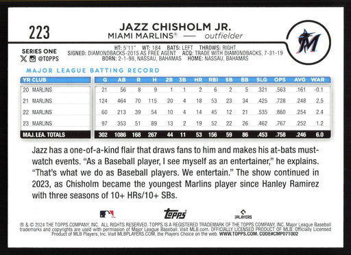 2024 Topps #223 Jazz Chisholm Jr.