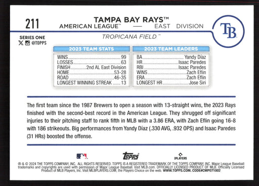2024 Topps #211 Tampa Bay Rays