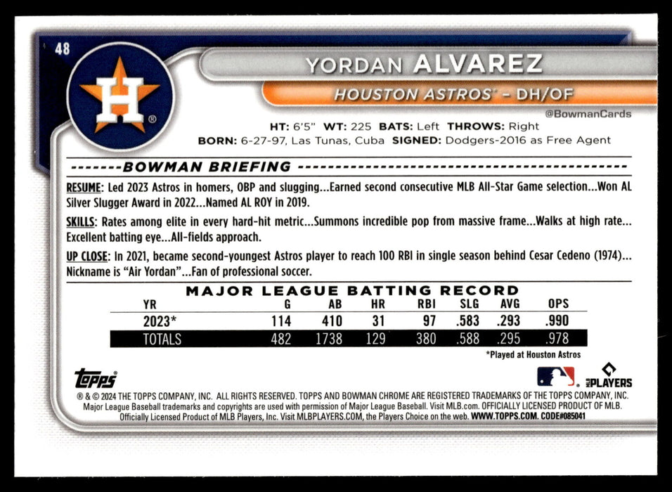 2024 Bowman Chrome #48 Yordan Alvarez