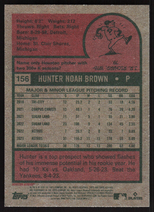 2024 Topps Heritage #156 Hunter Brown Base