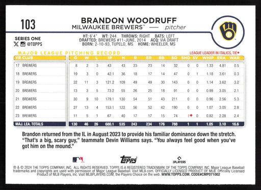2024 Topps #103 Brandon Woodruff