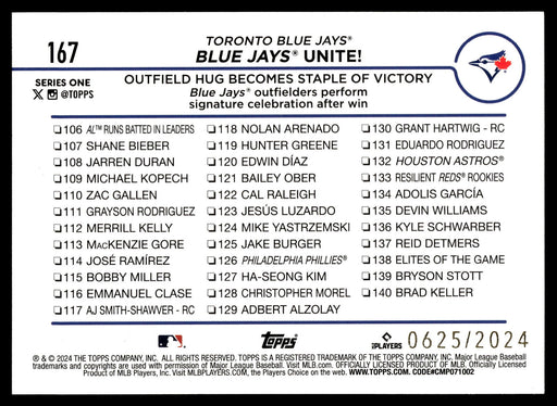 2024 Topps #167 Blue Jays Unite! Gold /2024