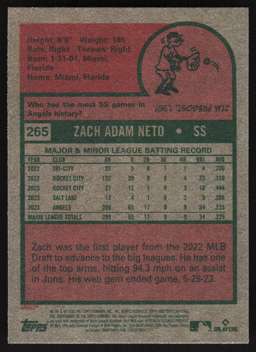 2024 Topps Heritage #265 Zach Neto Base