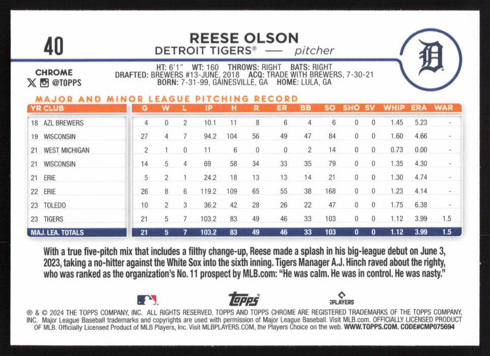 2024 Topps Chrome #40 Reese Olson